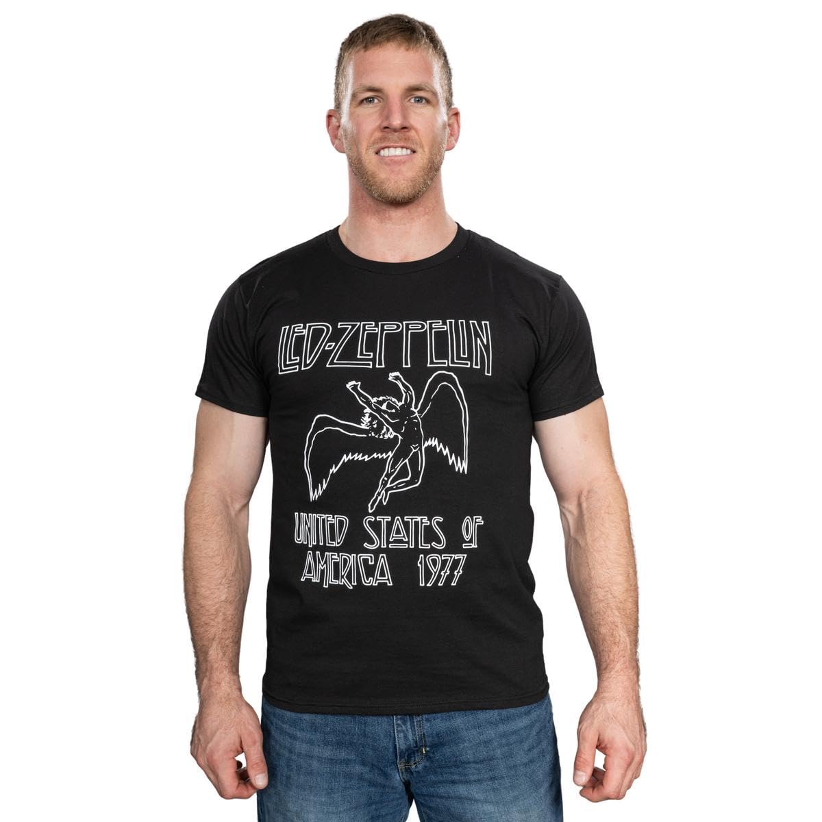 LED ZEPPELIN 1977年アメリカツアーTシャツ Led Zeppelin 1977 American Tour Black Mens T-Shirt Tee : Amazon.ca